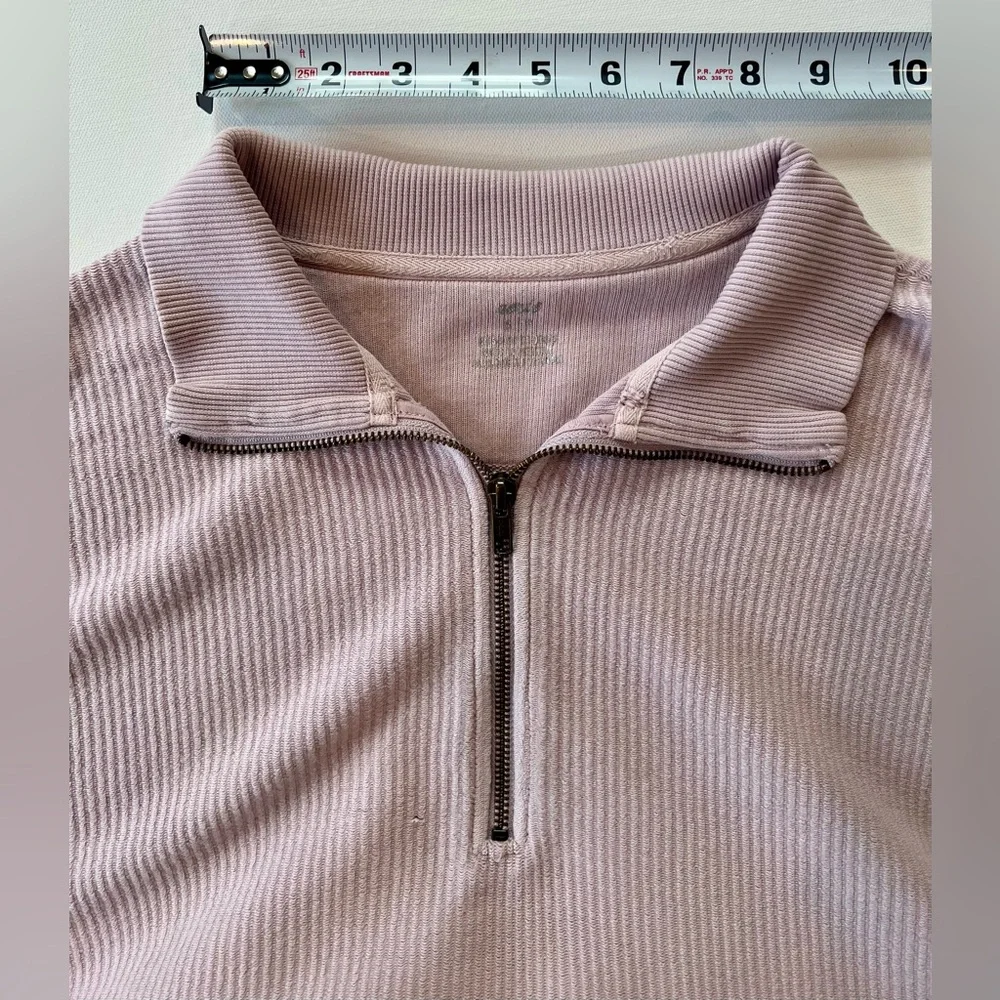 aerie Beyond Oversized Light Pink Quarter Zip Size Small 100% Cotton - Picture 11 of 16